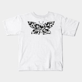 Veil of Butterflies, Black on White Kids T-Shirt